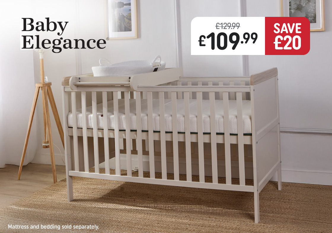 Baby Elegance Haddington Cot Bed with Changing Unit Stone