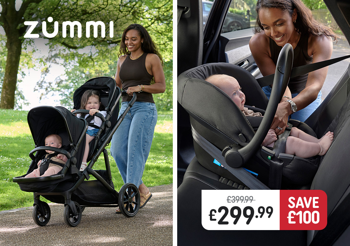 Zummi Strive Single-to-Double Travel System with EnfaSafe i-Size R129 Car Seat Midnight