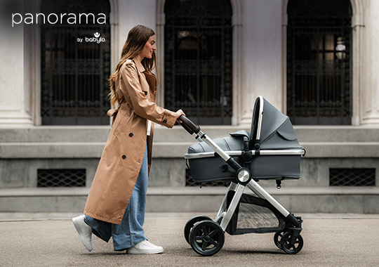 Panorama XTi by Babylo 2-in-1 Travel System Bundle with EnfaSafe Car Seat and ISOFix Base Granite