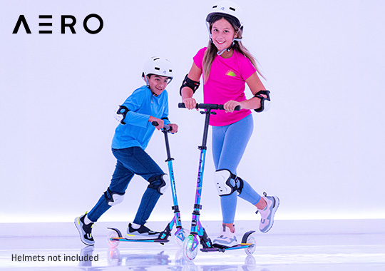 Aero Neo Chrome Folding Scooter with Colour LED Wheels