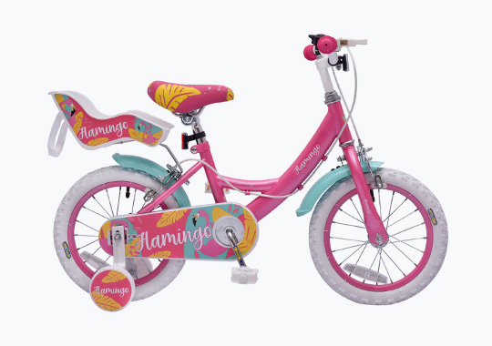 14 Inch Flamingo Bike with Doll Carrier Pink