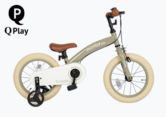 14 Inch QPlay Miniby 3-in-1 Bike Khaki