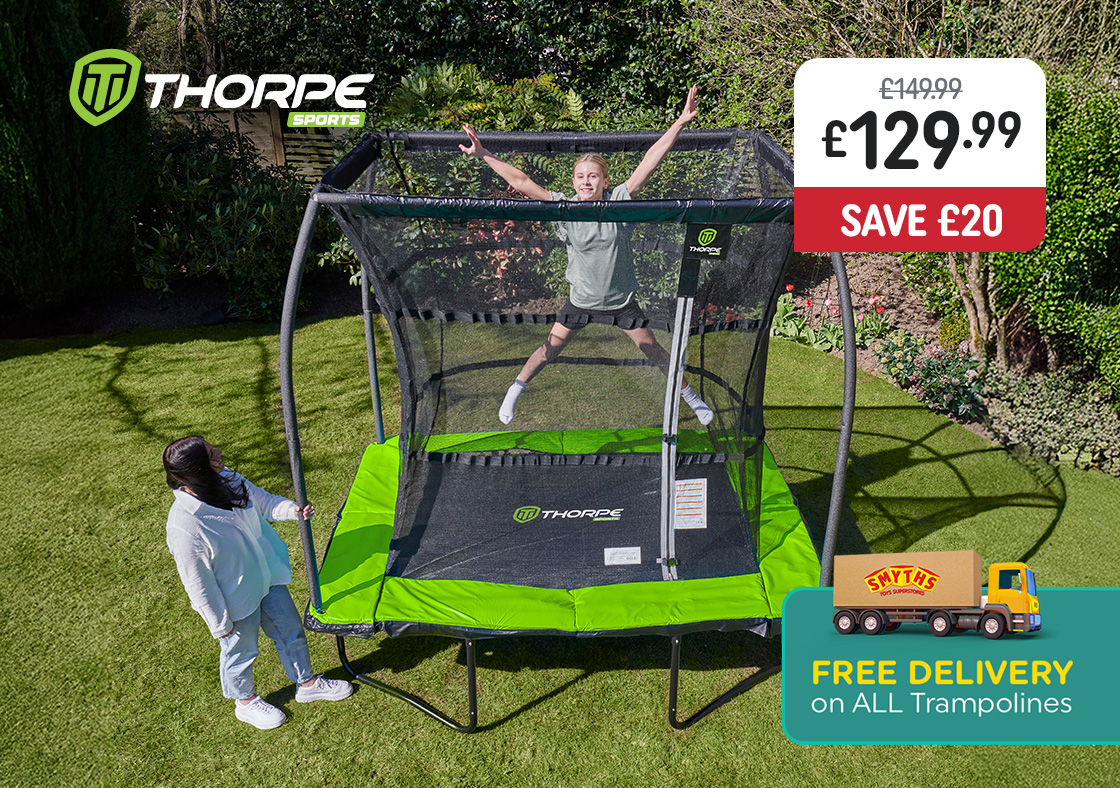 8 x 6ft Thorpe Sports Rectangular Trampoline with Enclosure Net