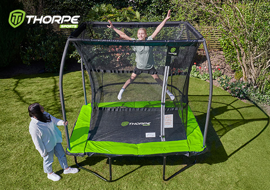 8 x 6ft Thorpe Sports Rectangular Trampoline with Enclosure Net