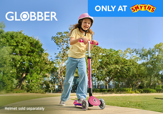 Globber Primo Plus Lights Folding 3 Wheel Scooter with LED Wheels Pink