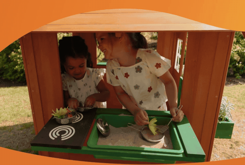 TP Wooden Cubby Play House with Kitchen