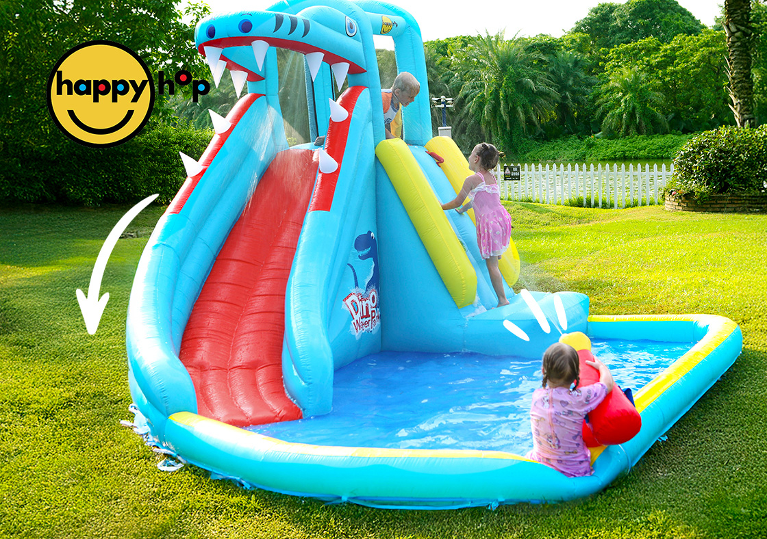 Happy Hop Dinosaur Water Park Bouncy Castle with Slide