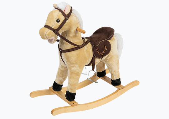 Beige Wooden Rocking Horse