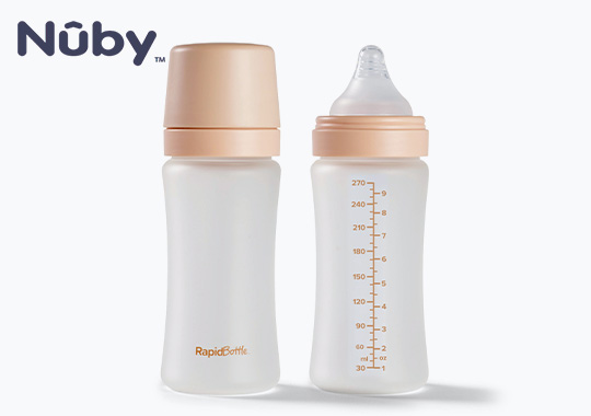 Nuby RapidBottle 270ml Baby Bottle 2 Pack Beige