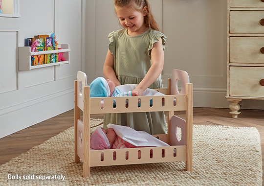Ivy & Lily Wooden Baby Doll Love Heart Bunk Bed