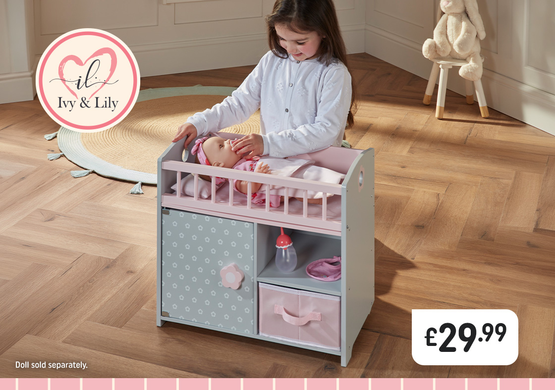 Ivy & Lily Wooden Baby Doll Bed and Changing Station