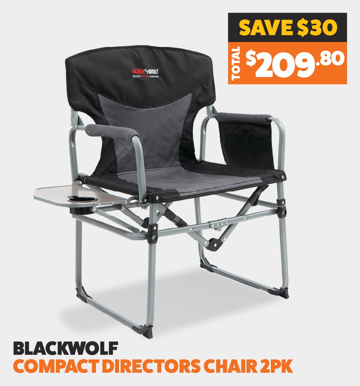 BlackWolf Compact Directors Chair 2PK