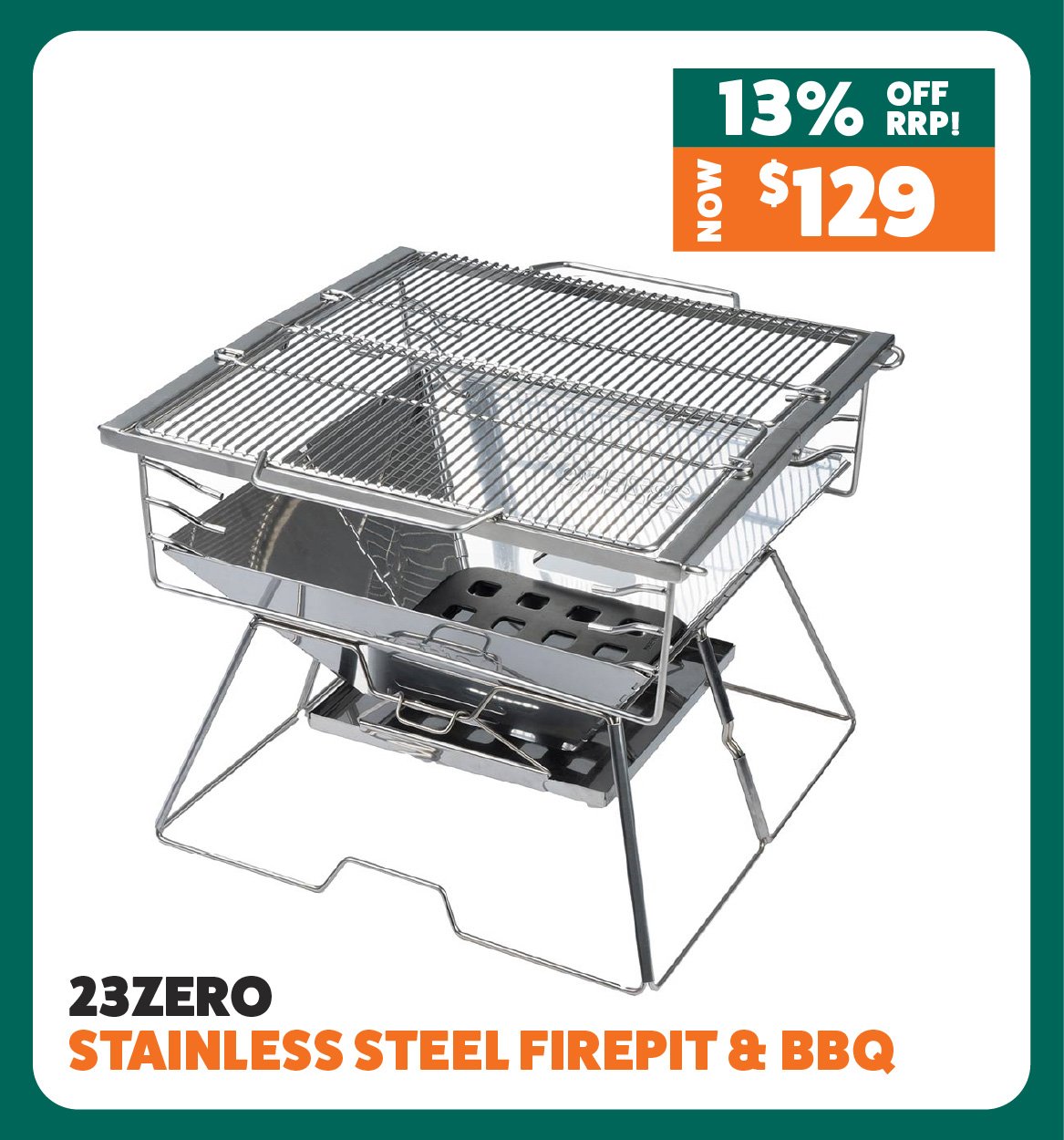 23Zero BBQ 51 Stainless Steel Firepit and BBQ