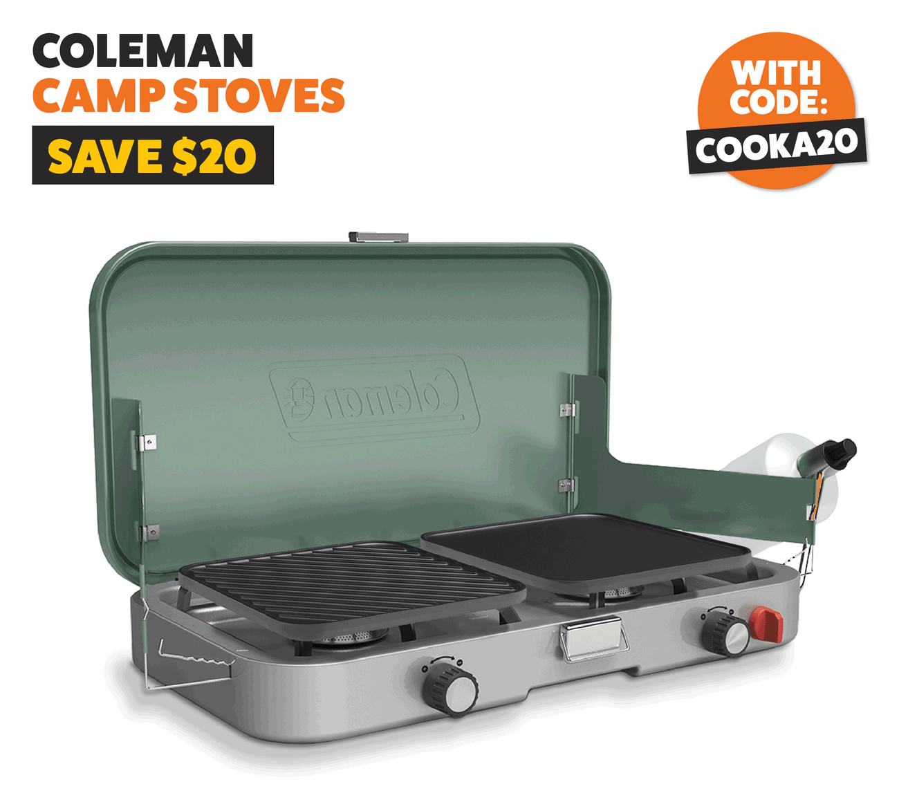Save $20 on Coleman Stoves with code COOKA20!