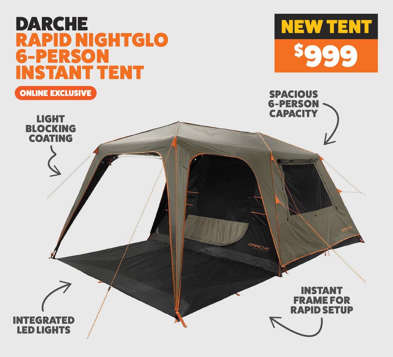 Darche Rapid Nightglo 6−Person Instant Tent
