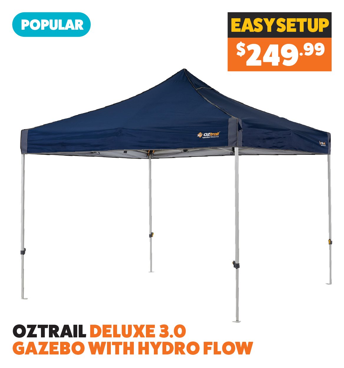 OZtrail Deluxe 3.0 Gazebo with Hydro Flow