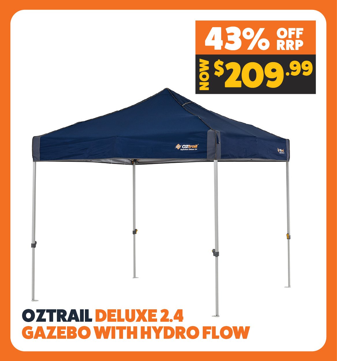OZtrail Deluxe 2.4 Gazebo with Hydro Flow
