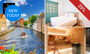 Overnachting voor 2 + ontbijt met glas bubbels + late check-out + toegang wellness in Brugge