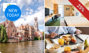 Overnachting voor 2 + ontbijt + parkeren + late check-out nabij Brugge