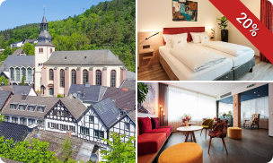 Overnachting voor 2 + ontbijt met mousserende wijn + late check-out in de Eifel