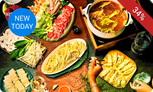 Hot pot vlees- of vismix + voorgerecht + bijgerecht + nagerecht