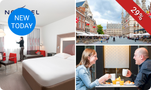 Overnachting(en) voor 2 + ontbijt + glas bubbels + 3-gangendiner bij Novotel Leuven Centrum
