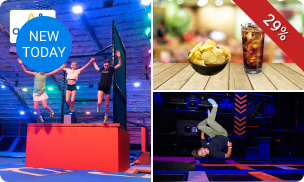 Toegang trampolinepark (90 min) + entree binnenspeeltuin + chips + drankje
