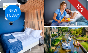 Overnachting voor 2 in een waterzichtkamer + welkomstdrankje + late check-out in Giethoorn