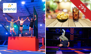 Toegang trampolinepark (90 min) + entree binnenspeeltuin + chips + drankje