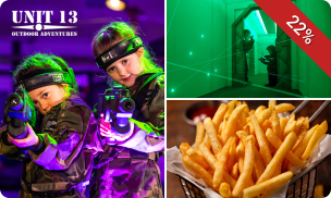 Lasergame (1 of 2 uur) evt. met Laser Maze (1 uur) + friet