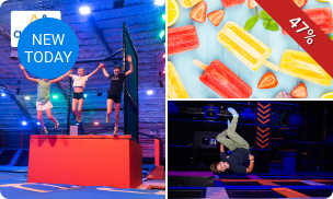 Toegang trampolinepark (1 of 2 uur) + sokken + ijsje + drankje