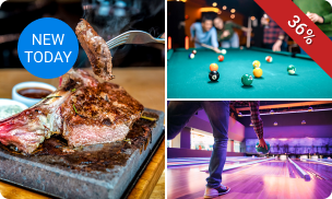 Steengrillen (2 uur) + bowlen, poolen of snookeren (1,5 uur) + evt. aperitief