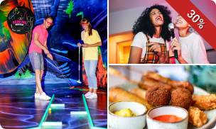 Glow in the dark minigolf + borrelhapjes of karaoke-room (1,5 uur) bij Bowling Maaseik