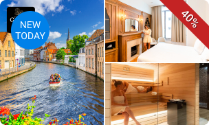 Overnachting voor 2 + ontbijt met glas bubbels + late check-out + wellness in Brugge