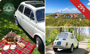 Huur Fiat 500 'Dolce' voor 2 (dagdeel of hele dag) + evt. lunch- of borrel-picknickmand