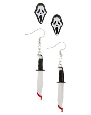 Ghost Face Dangle Earrings - 2 Pair