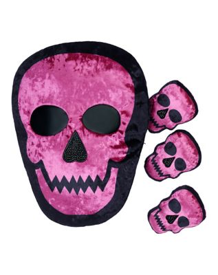 Pink Skull Zip-Up Pillows Set - 4 Pack