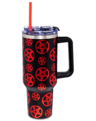 Metallic Pentagram Travel Tumbler with Straw - 40 oz.