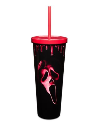 Red Blood Drip Ghost Face Cup with Straw - 20 oz.