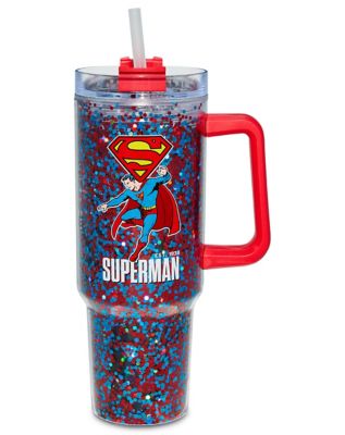 Superman Glitter Travel Tumbler with Straw 40 oz. - DC Comics