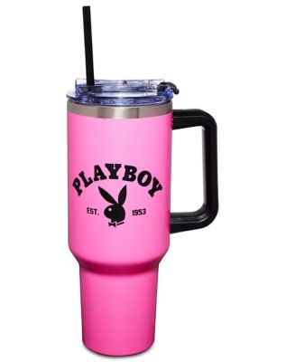 Pink Playboy Varsity Travel Tumbler with Straw - 40 oz.