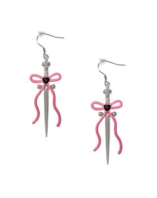 Pink Bow Dagger Dangle Earrings