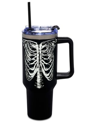 Glow in the Dark Rib Cage Travel Tumbler with Straw - 40 oz.