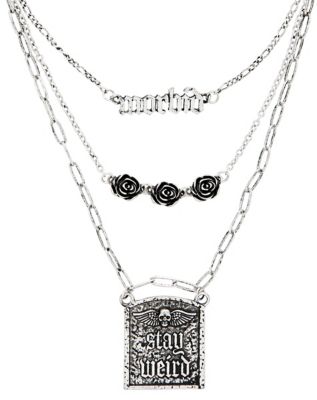 Stay Weird 3 Row Chain Necklace - Morbid