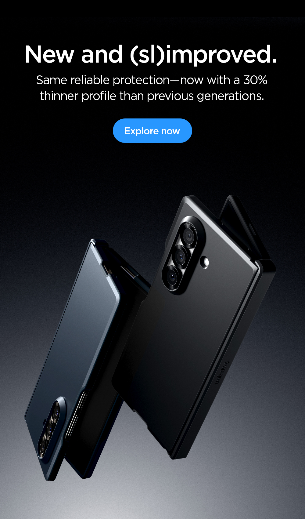 New and (sl)improved. Same reliable protection—now with a 30% thinner profile than previous generations. Shop Galaxy Z Fold 7 case Tough Armor Pro MagFit.