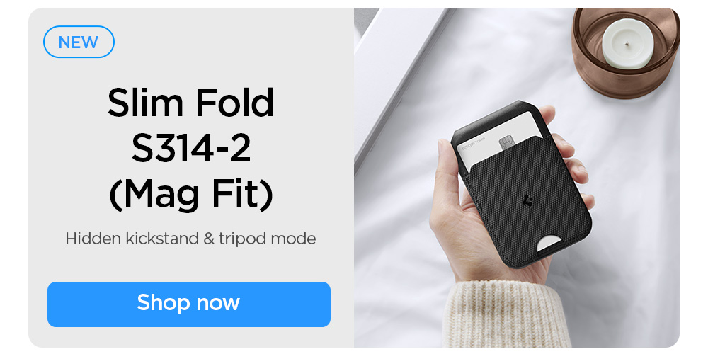 NEW Slim Fold S314-2 Card Holder (Mag Fit) featuring hidden kickstand & tripod mode. Shop now.