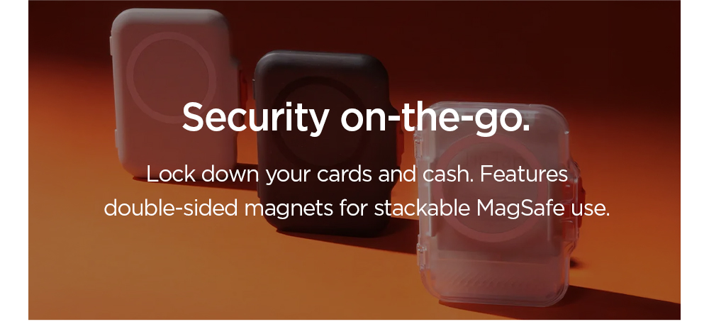 Security on-the-go. Lock down your cards and cash. Features double-sided magnets for stackable MagSafe use.