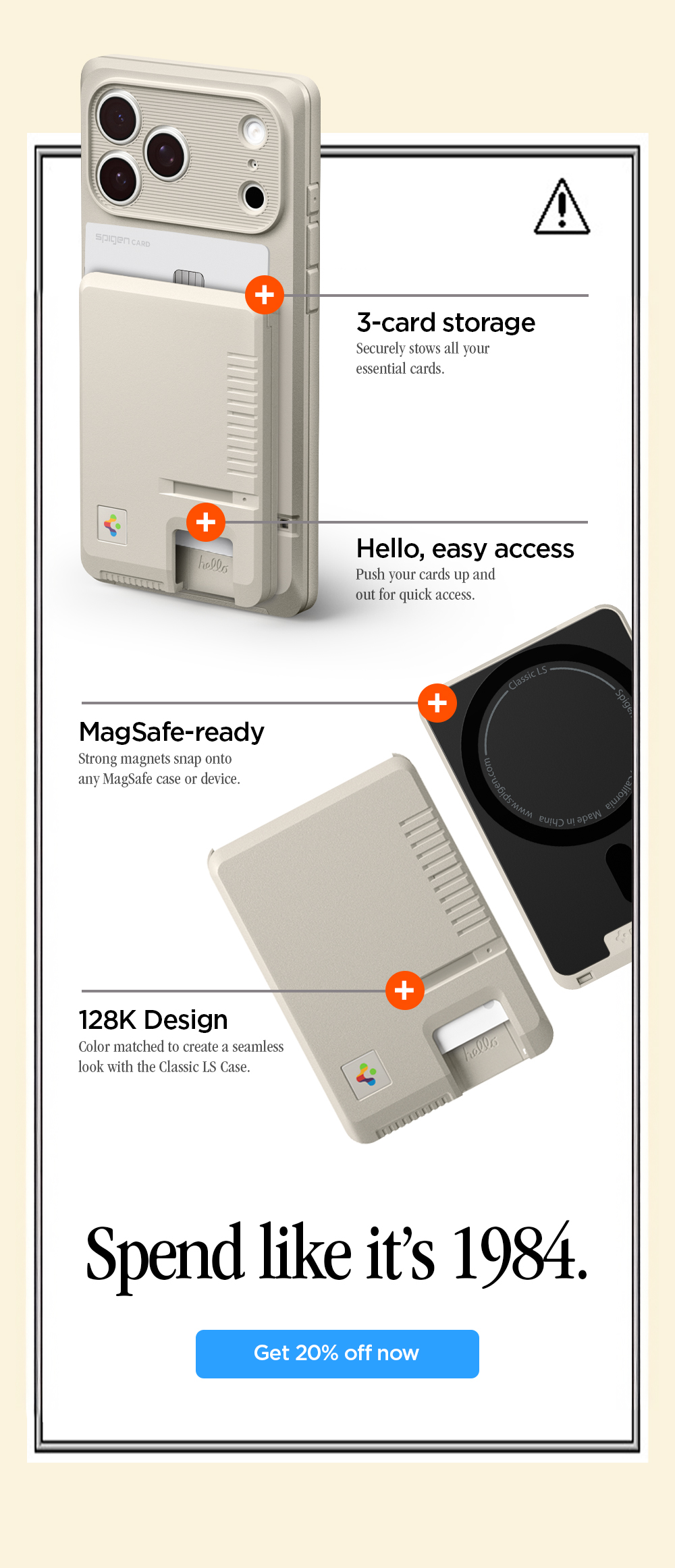 Classic LS Card Holder Wallet: 3-card storage, easy access cutout, MagSafe-compatible, and Macintosh 128K-inspired design. Spend like it's 1984. Get 20% off now.