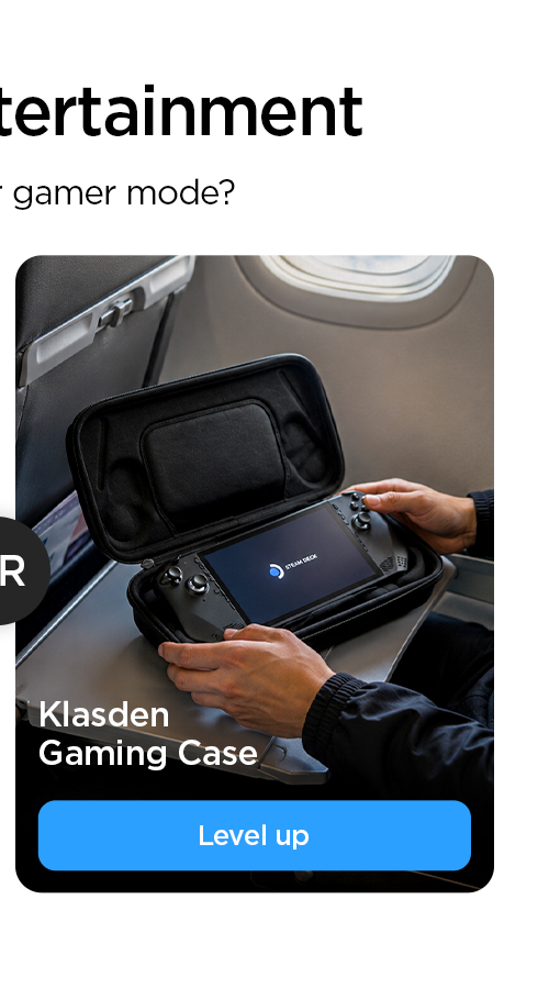In-Flight Entertainment: Movie mode or gamer mode? Level up and shop the Klasden Gaming Case.