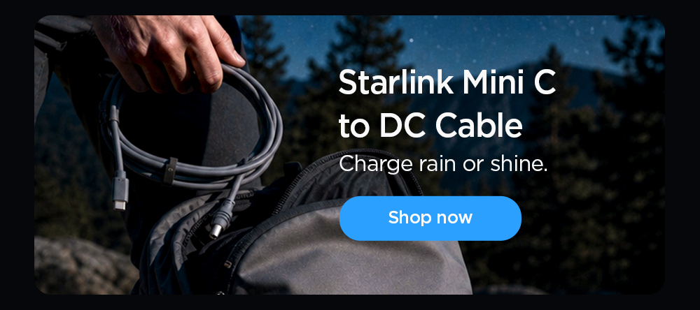 Shop the Starlink Mini C to DC Cable. Charge rain or shine.